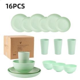 Color: Pink - 16 piece set of straw tableware ecofriendly non fragile kitchen childrens eating utensils camping 240826