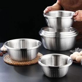 Stainless Steel Drain Basket Colander Round Rice Cleaning Sieve Fruit Vegetable Washing Basin Strainer Filter Kitchen Utensils 250421
