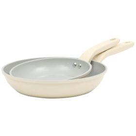 Gibson Home Barnsdall 2 Piece 8 Inch and 10 Inch Nonstick Aluminum Frying Pan Set in Linen