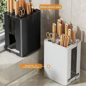 Carbon Steel Kitchen Knife Rack Utensil Holder Storage Rack Stainless Steel Hole-free Combination Rack Chopstick Cage Countertop 251126