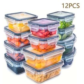 12pcs-set Airtight containers Lunch Boxes Set, Microwave safe BPA Free Food Grade PP Plastic Container 26Y0113