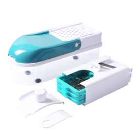 Color: Blue - Multifunction Vegetable Slicer shredder with 8 Dicing Blades