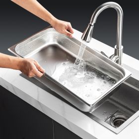 Hotel Pan, Full Size Anti-Jam Steam Pan, 0.8mm Thick Stainless Steel Restaurant Steam Table Pan, 4-Inch Deep Commercial Table Pan, Catering Storage Fo