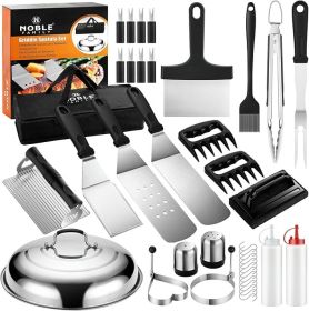 37PC Flat Top Grill Accessories Set - Must Have For Your Outdoor With Professional Griddle Spatula, Cleaning Kit, Grill Basting Cover - Ideal Griddle