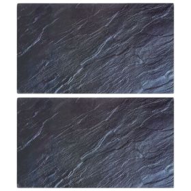 Chopping Boards 2 pcs with Natural Stone Pattern Tempered Glass