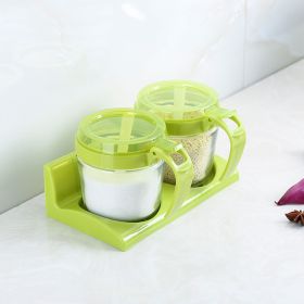 Kitchen multi function seasoning bottle glass flavoring bottle two lattice with base dressing tank suit creative glass flavoring