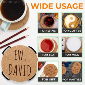 Cork Coasters For Drinks Coasters Set Of 6 With Holder Funny Coasters For Adults Cup Coasters For Coffee Table Home Bar Wedding Absorbent Coasters Mat