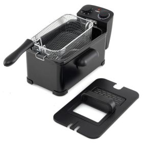 3.2 Quart Electric Stainless Steel Deep Fryer with Timer-Black - Color: Black