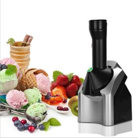 200w Home Ice Cream Maker Fruit Soft Serve Maker Energy-Saving Electronic Ice Cream Machine Silver EU Plug