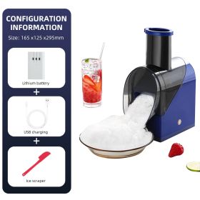 Multifunctional Ice Crusher USB Rechargeable Double Blade Electric Ice Maker Home Mini Ice Shavers Chopper Blue