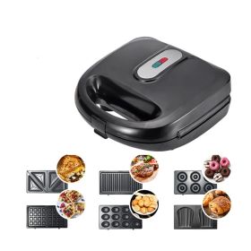 6-in-1 Waffle Makers with 6 Removable Plates Non Stick Coating Stainless Steel Sandwich Maker for Breakfast EU Plug