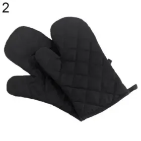 Color: black - Cotton Oven Mitt High Quality Heat Proof Resistant Protector Kitchen Cooking Pot Holder Glove Kitchen Bakeware