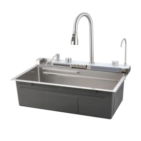 Pull-out Facuet Single Bowl Sink Kitchen Vegetable Sink 304 Whale Waterfall Sink Dish Sink Household Vegetable Washing Basin