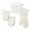 4-Piece Silicone Kitchen Set – Oven Mitt, Pot Holder & Mini Mitts, Beige, Machine Washable, Heat Resistant