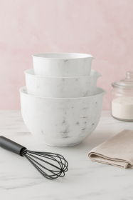 3-Piece Marbled Mixing Bowl Set with Pour Spouts