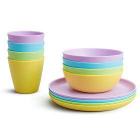 12-Piece Toddler Dining Set â€“ BPA-Free Plates, Bowls & Cups, Multi-Color, Stackable & Durable