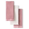 Gourmet Series Gridlines Kitchen Towels 3-Pack Set, 100% Cotton Absorbent, Dried Rose, 18"x28"