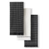 Gourmet Series Gridlines Kitchen Towels 3-Pack Set, 100% Cotton Absorbent, Matte Black, 18"x28"