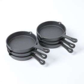 HAWOK Cast Iron Miniture Skillet, mini server, Balck Round Mini pan DIA 5.3inch Pack of 6