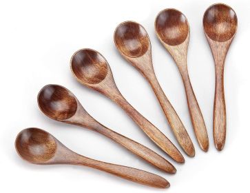 Small Wooden Teaspoon, 6pcs Serving Wooden Utensils For Cooking, Condiments, Honey, Spoons For Daily Use