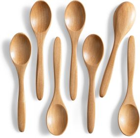 7 PCS Small Wooden Spoons, 5.8 Inch Honey Spoons for Tea, Schima Wooden Honey Teaspoon for Coffee, Little Tiny Wood Spoons