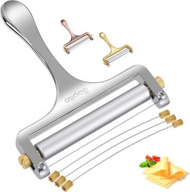 Stainless Steel Wire Cheese Slicer With 3 Extra Wires Adjustable Thickness, Handheld Cheese Block Cutter for Cheddar, Gruyere, Raclette, Mozzarella