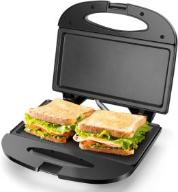 Sandwich Maker with Non-stick Deep Grid Surface for Egg, Ham, Steaks Compact Electric Grill Tostadora de Pan Black, ETL Certificated, Roy