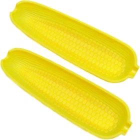 Select Plastic Corn Cob Dishes, 9.5 inches in length 2 piece set, Yellow