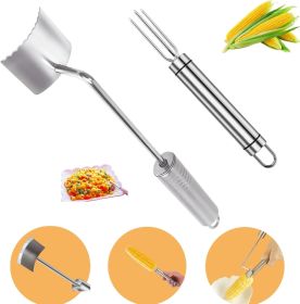 (2Pcs) Newly Upgraded Stainless Steel Corn Stripping Tool, Corn Holder, The Curved Design Fits Perfectly with the Corn