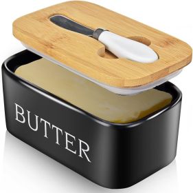 Butter Dish with Lid: Large Butter Dish for Countertop - Ceramic Butter Keeper Container with Knife and High-Quality - Silicone Sealing Butter Box for