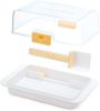 Butter Dish for Countertop and Fridge, Large Airtight Butter Box with Lid for Countertop & Travel, Clear Cover, Easy Portion Control