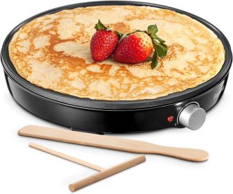 Crepe Maker Machine, Reemix Compact Pancake Griddle Precise Temperature Control, Nonstick 12' Electric Griddle, Batter Spreader for Eggs, Pancakes
