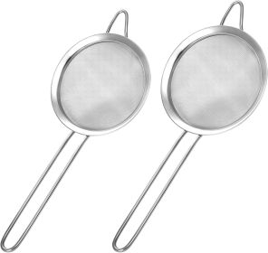 2 Pack Fine Mesh Strainer, Small Stainless Steel Sieves with Handles, for Steeping Loose Leaf Tea, Straining Cocktail, Juice and Sifting Flour