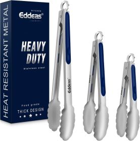 Tongs For Cooking - Heat Resistant 600 Degrees Stainless Steel Kitchen Tong, Heavy Duty Metal Locking Tongs - For Food,Salad, grilling, BBQ 7"