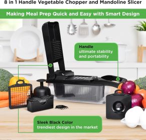 8-in-1 Vegetable Chopper & Mandoline Slicer - No-Mess Prep - Food Chopper With Container - Multi-Blade Veggie Slicer & Vegetable Dicer - Ergonomic Gri