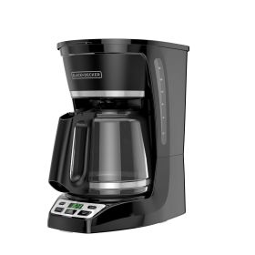 12-Cup Drip Coffee Maker with Custom Brew Strength, Black
