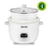6-Cup Rice Cooker & Food Steamer with Bonded GraniteÂ® Nonstick Ceramic & Pop-Up Steam Tray - White