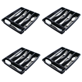 4 Pack Silverware Organizer, Small, Black