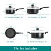 7 Piece Non Stick Aluminium, Pots and Pans Cookware Set, Black