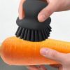 Dish Brush with Handle, Kitchen Scrub Brushes for Cleaning, Dish Scrubber with Nylon bristles for Sink, Pots, Pans(1Pack Black Nylon bristles)