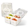 2Pack Airtight Fruit Storage Containers 4-Compartment Food Storage Containers Fruit Vegetable Organizers with 8 Removable Colanders for Fridge Picnic