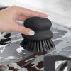 Dish Brush with Handle, Kitchen Scrub Brushes for Cleaning, Dish Scrubber with Nylon bristles for Sink, Pots, Pans(1Pack Black Nylon bristles)