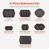 Baking Pan Set 8-Piece Nonstick Carbon Steel Bakeware Set with Silicone Handle