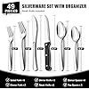 49-Piece Silverware Set with Organizer, Heavy Duty Stainless Steel Flatware for 8,
