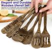 Pakkawood 6-Piece Wooden Cooking Utensil Set - HOWHONG Wood Kitchen Utensil Set, Wooden Spoons for Cooking and Serving