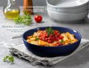 KooK Pasta Bowl, Salad Bowls, Soup, Serving Bowls, Ceramic, Large Capacity, Microwave & Dishwasher Safe, Set of 4, 40 Oz, (Cobalt)