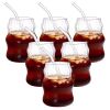 6 Pcs 19 Ounce Glass Straw Cup, Coffee Cup, Milk Cup, Juice Cup, Cold Drink Cup, Tea Cup, Water Cup, Office Cup, Striped Cloud Cup