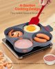 VEVOR Egg Pan, 4-Cup Nonstick Egg Frying Pan, Aluminum Breakfast Omelette Skillet for Pancakes, Hamburgers, Sandwiches, with Lid, Oil Brush, Scraper