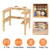 2-Tier Kitchen Spice Rack Expandable Bamboo Spice Organizer Cabinet Stackable Seasoning Organizer Extendable Spice Jar Rack for Countertops Pantries C