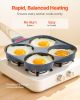 VEVOR Egg Pan, 4-Cup Nonstick Egg Frying Pan, Aluminum Breakfast Omelette Skillet for Pancakes, Hamburgers, Sandwiches, with Lid, Oil Brush, Scraper